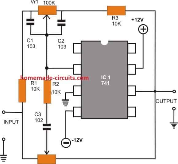 Opamp Active Tone Control电路