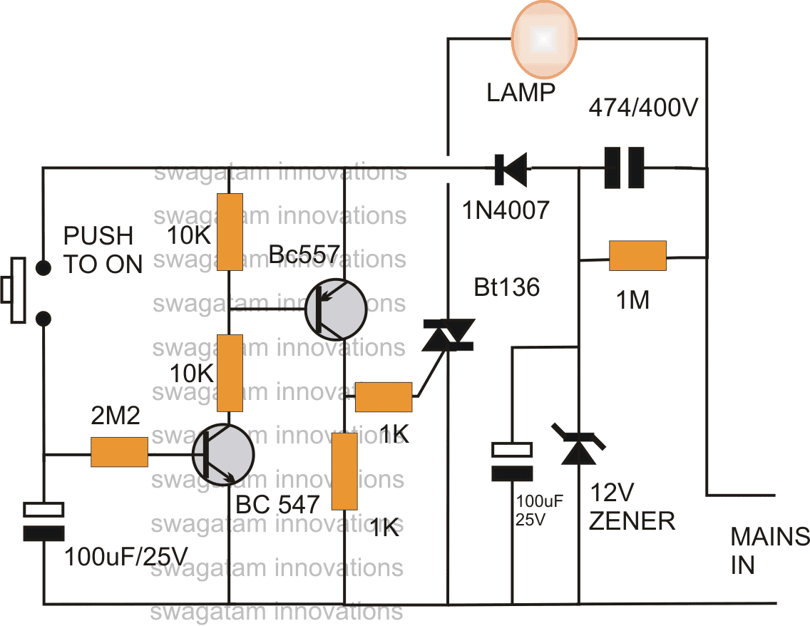 卧室台灯定时器使用IC 741电路图