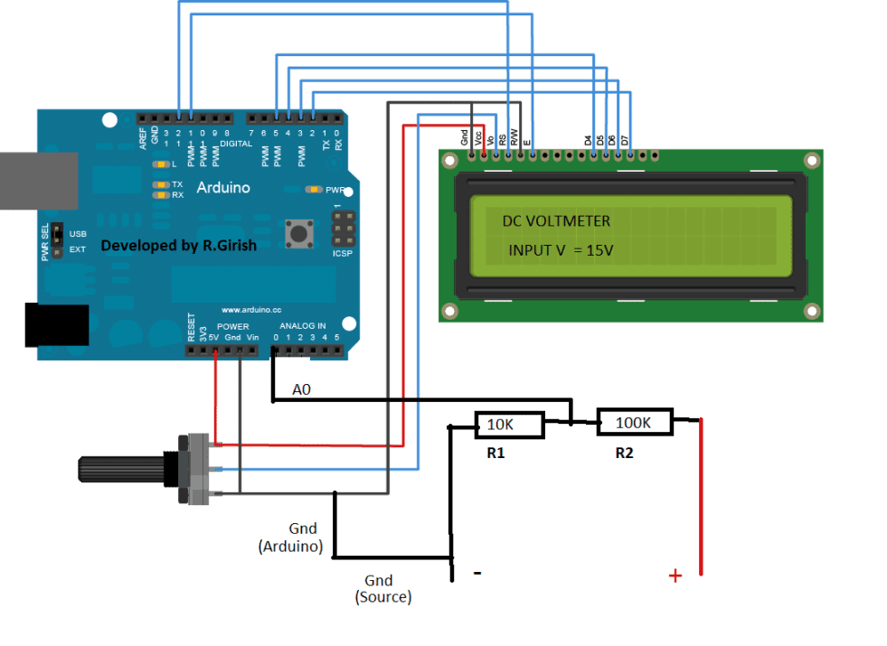 基于Arduino的直流电压表电路