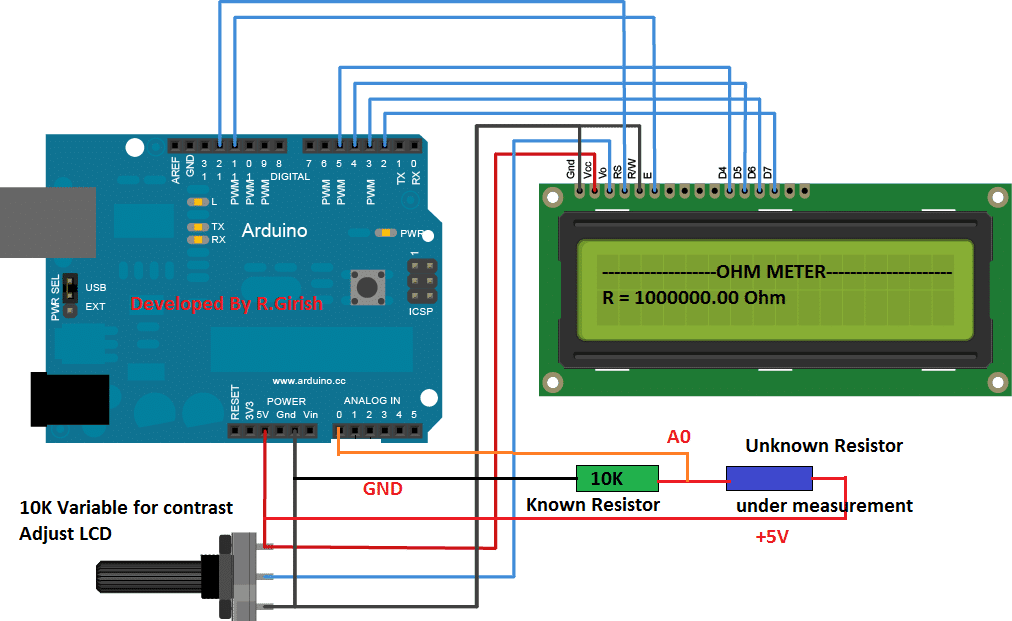 Arduino欧姆计电路